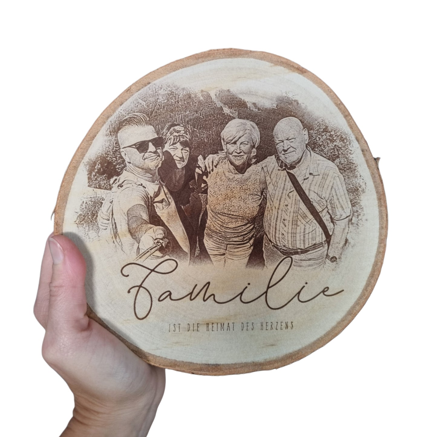 Baumscheibe mit Fotogravur personalisiert