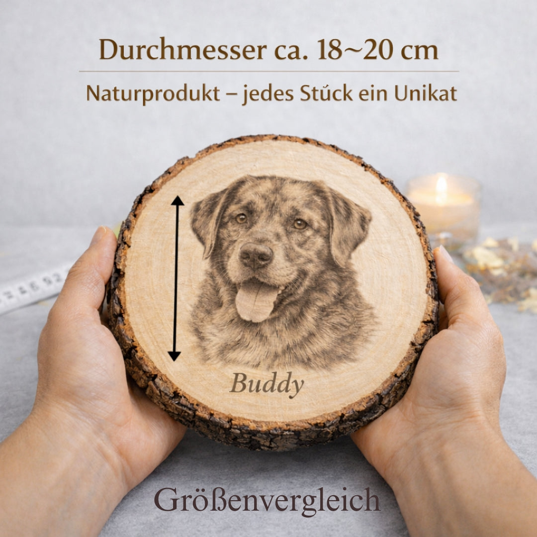 Rustikale Baumscheibe graviert mit deinem Foto